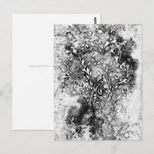 Livets träd - Spiral Löv Grunge Stil 1 Vykort