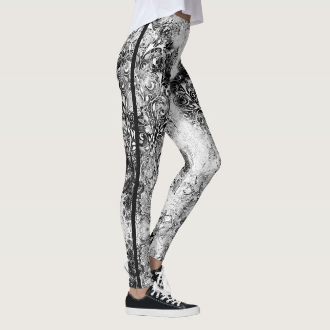 Livets Träd - Spiralblad Grunge Stil 1 Leggings (Höger)
