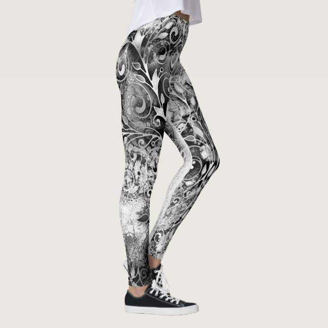 Livets Träd - Spiralblad Grunge Stil 1 Leggings (Höger)