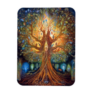 Livets träd Surreal Natur Art Magnet