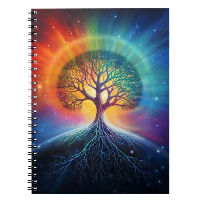 Livets träd Surreal Rainbow Art Anteckningsbok (Framsidan)