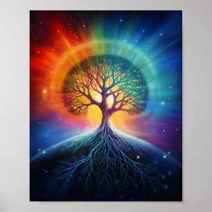 Livets träd Surreal Rainbow Art Poster