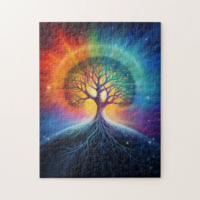 Livets träd Surreal Rainbow Art Pussel (Vertikal)