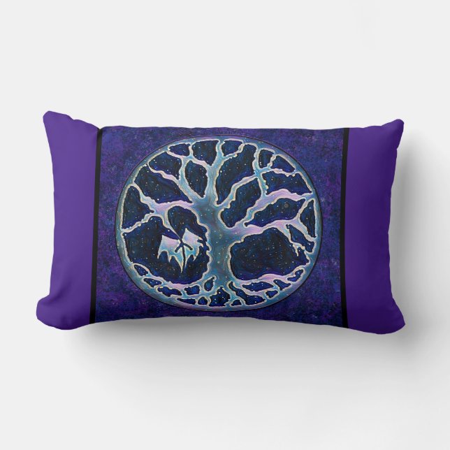Livets träd Travel Pillow in Blue and Lila Lumbarkudde (Framsida)