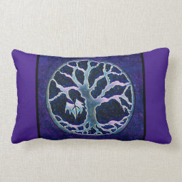 Livets träd Travel Pillow in Blue and Lila Lumbarkudde