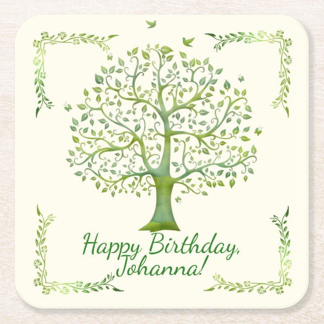 Livets träd underlägg papper kvadrat (Framsidan)