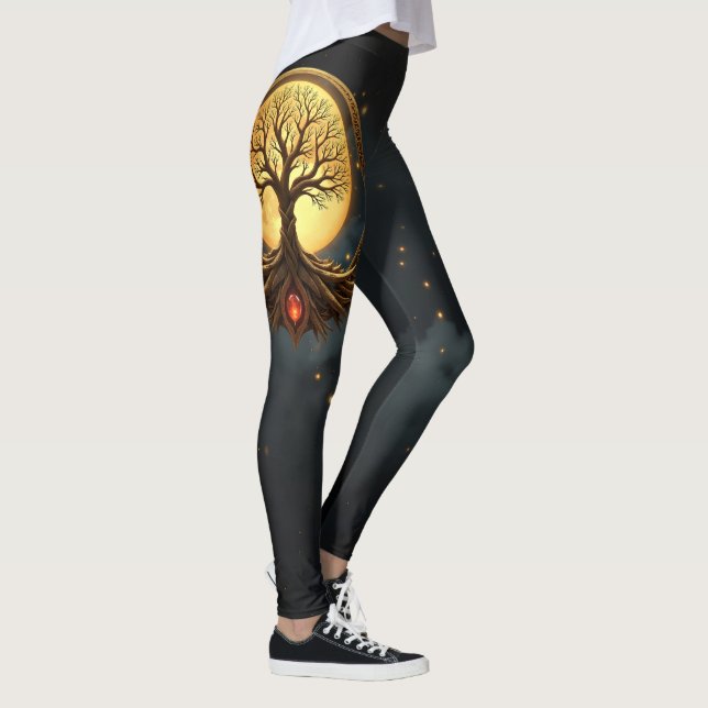 Livets Träd – Upplysning i Månsken Leggings (Höger)