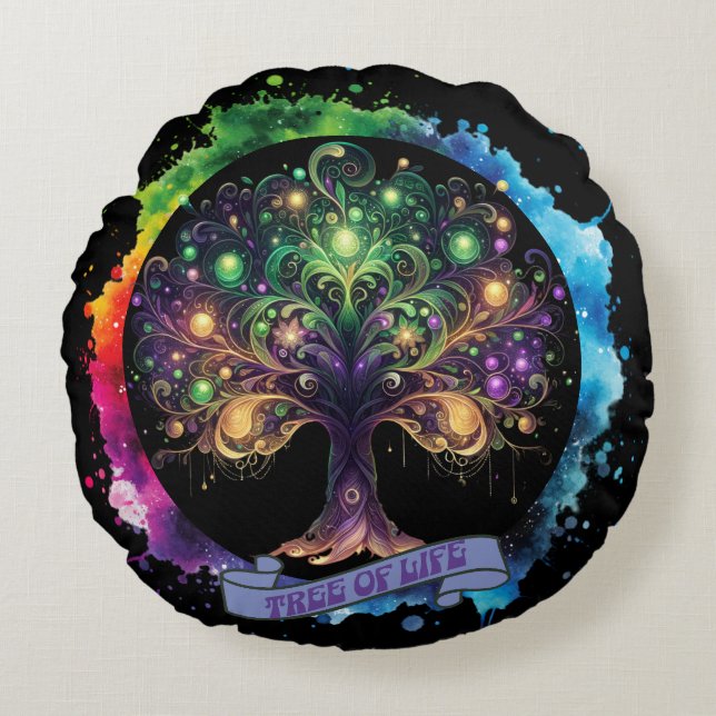 Livets träd v2 rund kudde (Framsidan)