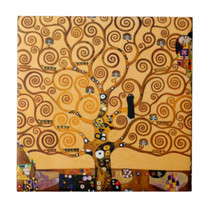 Livets träd vid Gustav Klimt konst Kakelplatta