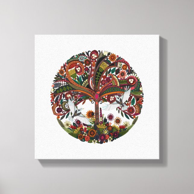 livets träd vit canvastryck (Framsida)