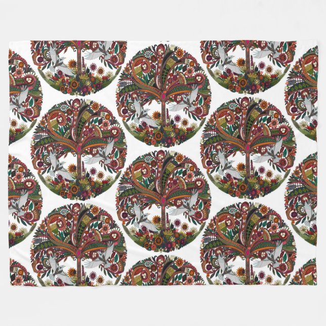 livets träd vit fleecefilt (Framsidan (Horisontell))