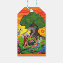 Livets träd Watercolor Dance Joy Kärlek Art Presentetikett