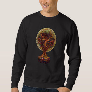 Livets träd Yggdrasil Celtic Knotwork Norse Symbo Lång Ärmad Tröja