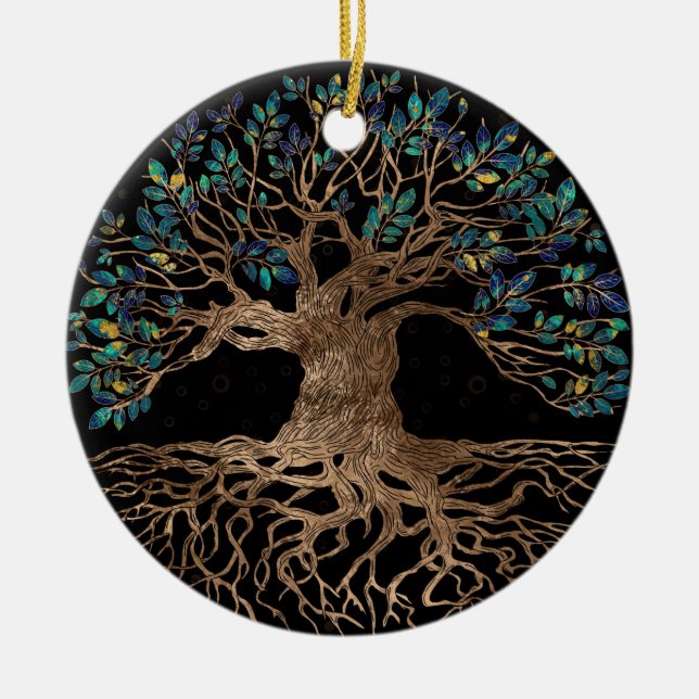 Livets träd-Yggdrasil Golden och Marble ornament (Framsidan)