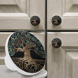 Livets träd-Yggdrasil Golden och Marble ornament Knopp