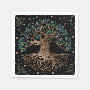 Livets träd-Yggdrasil Golden och Marble ornament Pappersservett