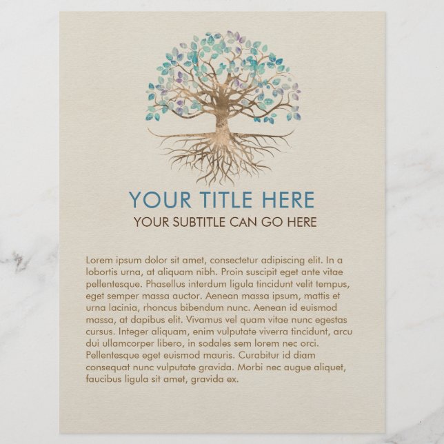 Livets träd-Yggdrasil-Guld och målat Löv Reklamblad (Framsidan)