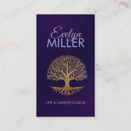 Livets träd-Yggdrasil-Löv för färgade punkter Visitkort