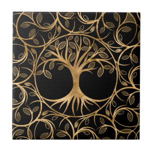 Livets träd - Yggdrasil Mandala ram Kakelplatta