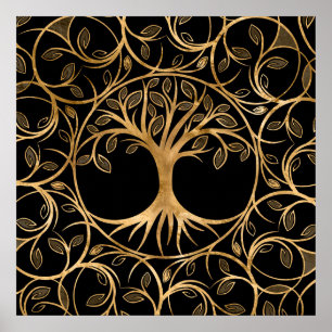 Livets träd - Yggdrasil Mandala ram Poster