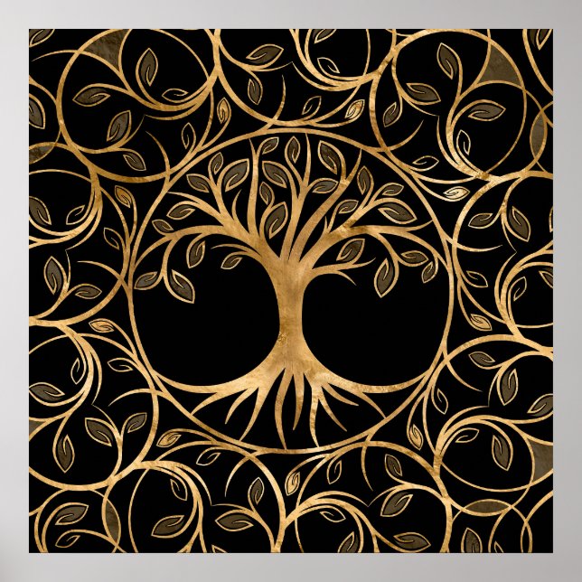 Livets träd - Yggdrasil Mandala ram Poster (Framsidan)