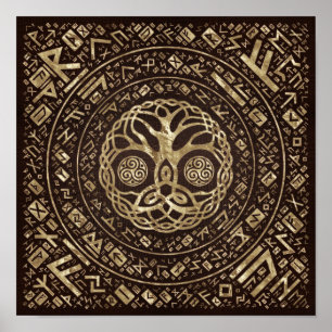 Livets träd-Yggdrasil med trinitkurva Poster
