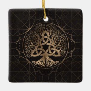 Livets träd - Yggdrasil med Triquetra Julgransprydnad Keramik