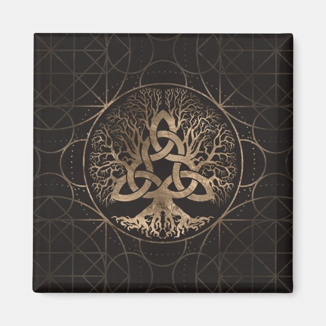Livets träd-Yggdrasil med Triquetra Magnet (Framsidan)