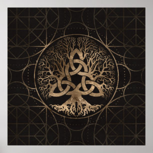 Livets träd-Yggdrasil med Triquetra Poster