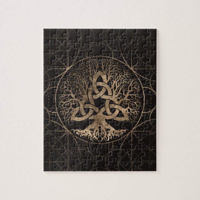Livets träd - Yggdrasil med Triquetra Pussel (Vertikal)