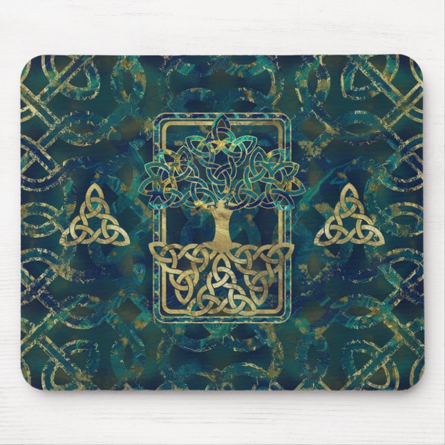 Livets träd - Yggdrasil med Triquetra symboler Musmatta (Framsidan)