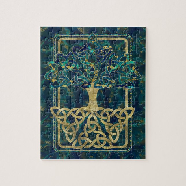 Livets träd - Yggdrasil med Triquetra symboler Pussel (Vertikal)