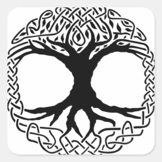 Livets träd Yggdrasil Norse wicca mytologi Fyrkantigt Klistermärke
