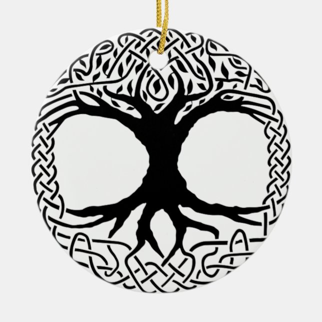 livets träd Yggdrasil Norse wicca mytologi Julgransprydnad Keramik (Framsidan)
