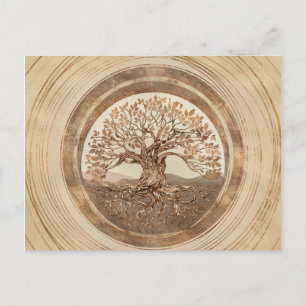 Livets träd-Yggdrasil Pastel Guld Helg Vykort