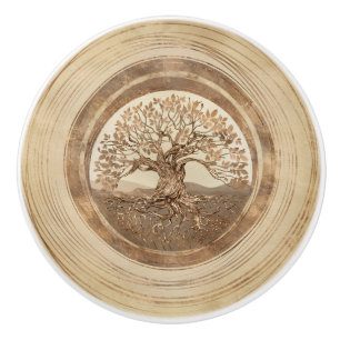 Livets träd-Yggdrasil Pastel Guld Knopp