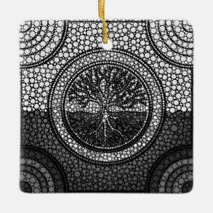 Livets träd - Yggdrasil- pricker konstgråton Julgransprydnad Keramik