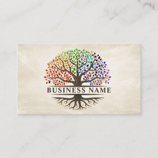 Livets träd-Yggdrasil-Rainbow löv Visitkort (Framsida)