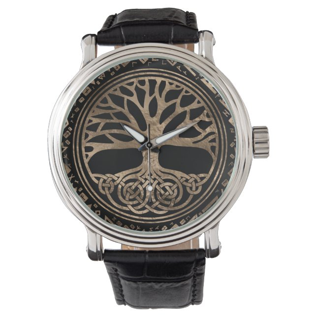 Livets träd-Yggdrasil Runic Mönster Armbandsur (Framsida)