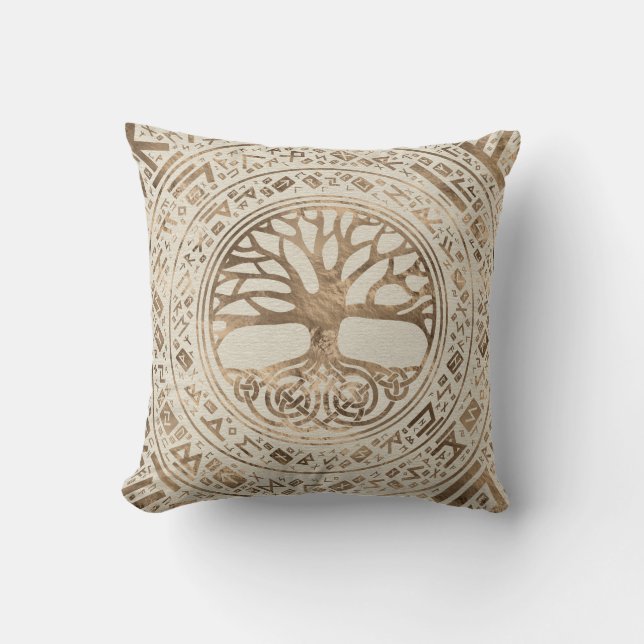 Livets träd-Yggdrasil Runic Mönster Kudde (Framsida)