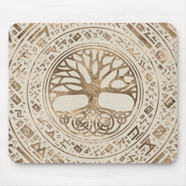 Livets träd-Yggdrasil Runic Mönster Musmatta (Framsidan)