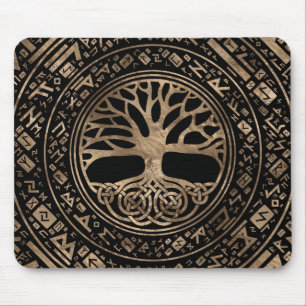 Livets träd-Yggdrasil Runic Mönster Musmatta