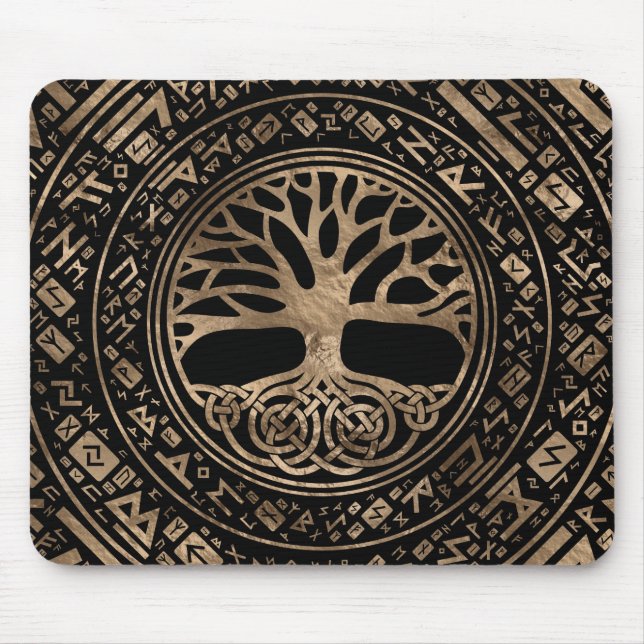 Livets träd-Yggdrasil Runic Mönster Musmatta (Framsidan)