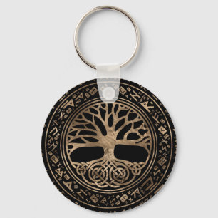 Livets träd-Yggdrasil Runic Mönster Nyckelring