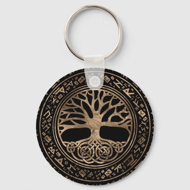 Livets träd-Yggdrasil Runic Mönster Nyckelring (Framsida)