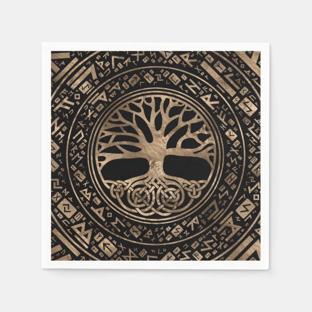 Livets träd-Yggdrasil Runic Mönster Pappersservett (Framsidan)