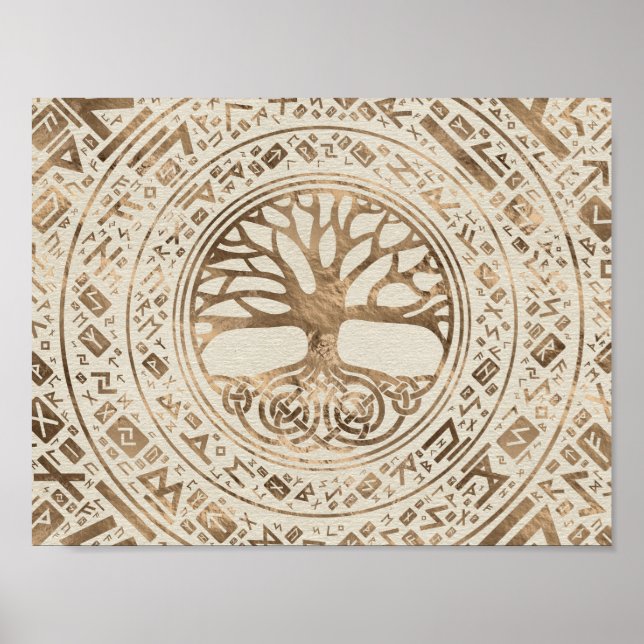 Livets träd-Yggdrasil Runic Mönster Poster (Framsidan)