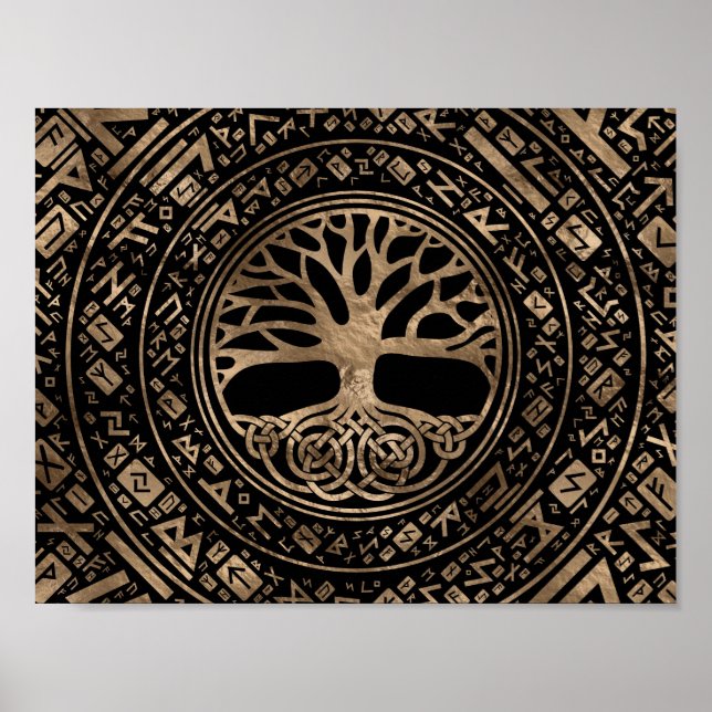 Livets träd-Yggdrasil Runic Mönster Poster (Framsidan)