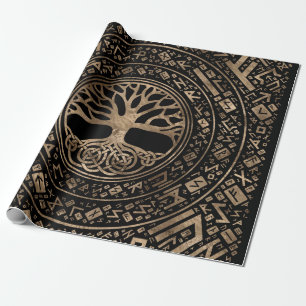 Livets träd-Yggdrasil Runic Mönster Presentpapper