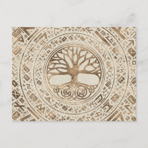 Livets träd-Yggdrasil Runic Mönster Vykort